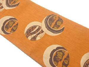 丸紋に木々・梅模様織出し袋帯